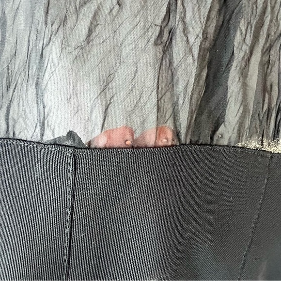 Vintage Blacky dress Berlin sleeved semi-sheer top. Black with Floral Design 8 - Picture 10 of 16